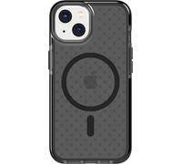 tech21 iPhone 14 Evo Check Compatibile con MagSafe - Custodia protettiva antiurto e sottile con protezione FlexShock Multi-Drop da 5 piedi e pulsanti extra, nero fumo