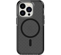 tech21 iPhone 14 Pro Evo Check compatibile con MagSafe - Custodia protettiva antiurto e sottile con protezione FlexShock Multi-Drop da 5,5 piedi e pulsanti extra, nero fumo