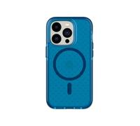tech21 iPhone 14 Pro Evo Check compatibile con MagSafe - Custodia protettiva antiurto e sottile con protezione FlexShock Multi-Drop da 5 piedi e pulsanti extra blu classico