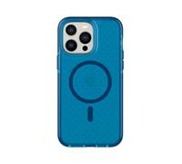 tech21 iPhone 14 Pro Max Evo Check compatibile con MagSafe - Custodia protettiva antiurto e sottile con protezione FlexShock Multi-Drop da 5 piedi e pulsanti extra blu classico
