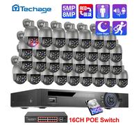 Techage 32CH 5MP 8MP POE PTZ Camera System Smart Ai Human rileva Audio bidirezionale Color Night 4K H.26S Kit di sorveglianza di sicurezza