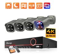 Techage 4K 8MP Sistema di telecamere di sorveglianza H.265 8CH PoE NVR Kit rilevamento umano Allarme luce rossa-blu P2P Video Audio CCTV Camera