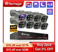 Techage 4K Sistema di telecamere di sicurezza Ultra HD 8MP POE NVR Audio bidirezionale Rilevamento viso Visione notturna a colori Set di videosorveglianza CCTV