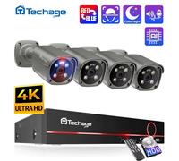 Techage 4K Ultra HD 8MP Sicurezza POE NVR Kit Rilevamento viso umano AI Smart Camera Outdoor Home CCTV Videocamera di sorveglianza Set 8CH NVR and 8 Camera