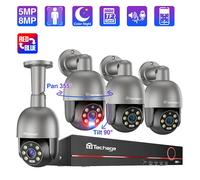 Techage 8CH 4K 5MP 8MP PTZ Sicurezza POE Sistema di telecamere IP Esterna AI Rilevazione umana Kit telecamera di sorveglianza audio video bidirezionale