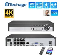 Techage 8CH 4K POE NVR 8MP 5MP 4MP H.265 Videoregistratore di rete Audio bidirezionale Face Tracking per telecamera di sicurezza del sistema di sorveglianza