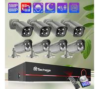 Techage 8CH 5MP 8MP POE Sistema di sorveglianza di sicurezza 4K HD POE IP Kit Audio bidirezionale Face Detect Metal Bullet H.265 Video esterno