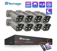 Techage 8CH 5MP 8MP Sistema di telecamere di sicurezza 4K HD POE NVR Kit Audio bidirezionale Face Detect Set di telecamere IP di videosorveglianza esterna