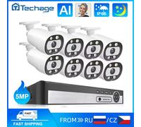 Techage 8CH 5MP POE CCTV Sistema di telecamere Protezione di sicurezza Smart AI Face Detect Kit telecamera di videosorveglianza audio bidirezionale Outdoo 8CH NVR 2 Cameras