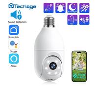 Techage Telecamera a lampadina Wifi da 2 MP con lampadina a LED 5G PTZ per casa intelligente e supporto per auto Telecamera di sorveglianza con lampadina di sicurezza Alexa