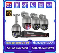 Techage UHD 8CH 4K PTZ POE Sistema di telecamere di sicurezza 2K 5MP Visione notturna a colori CCTV Kit di protezione per videosorveglianza Rilevamento umano