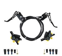 TECHAUTO Freno MTB a Cilindro Verticale Freno a Disco Idraulico a 4 pistoncini per Disposizione Completa dei Cavi Interni AM DH Mountain Bike(No Rotor Black)