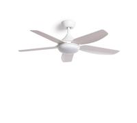 TECHBREY - Ventilatore da Soffitto Silenzioso Dokós 122cm | Motore DC a Basso Consumo | 6 Velocità | Luce LED CCT Regolabile | Modalità Estate/Inverno, Bianco, Telecomando, ABS