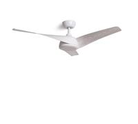 TECHBREY Ventilatore da Soffitto Silenzioso Eubea 132cm Motore DC Legno Bianco Controller a Parete + Telecomando Senza Luce No Legno Bianco