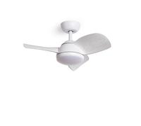 TECHBREY Ventilatore da Soffitto Silenzioso Poros 76cm Motor DC Legno Bianco Controller a Parete + Telecomando Con Luce No Legno Bianco