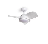 TECHBREY Ventilatore da Soffitto Silenzioso Poros 76cm Motor DC Legno Bianco Telecomando Con Luce No Legno Bianco