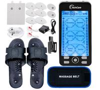TechCare Plus 24 modalità, massaggiatore elettrico ricaricabile, set completo + cintura bruciagrassi + scarpe riflessologia dolore alla schiena e al collo