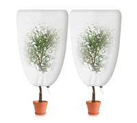 Techchii 120 x 80 cm, protezione antigelo per piante invernali, con cerniera e coulisse, tessuto non tessuto resistente agli strappi, traspirante (2 pezzi)