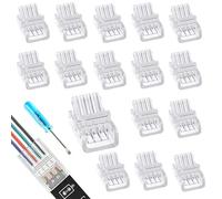 Techchii 16 Pezzi Connettori Strisce LED, 4 pin, 8 mm, Rapido Connettore Striscia LED, Senza Saldatura, Accessorio per Strisce LED SMD 5050/3528