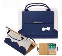 Techcircle - Custodia a borsetta per iPad Pro 11" (2018-2024) e iPad Air 11 2024 2025/Air 11", custodia a portafoglio tascabile con fiocco e supporto in pelle PU, funzione sleep/wake automatica, blu