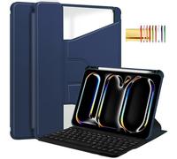 Techcircle Custodia per tastiera per iPad Pro 13" (2024, M4, 7a generazione), supporto rotante a 360 gradi, bordo morbido TPU, cover posteriore rigida trasparente con portamatite (tastiera non inclusa