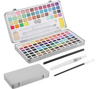 TechDealsUK Set di pittura ad acquerello, 128 colori con sfumature metallizzate, fluorescenti e macaron, kit artistico professionale con pennelli e accessori