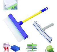 Techeaks Recyclable Silicone Window Squeegee Kit, Aquaswipe Window Squeegee, with Silicone Squeegees & Microfiber Scrubber, 3-in-1 Window Cleaning Squeegees, for Shower Glass Mirror Door Car (Yellow)