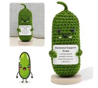 TECHEEL Emotional Support Pickle Carina bambola per cetrioli Crochet Emotional Support Pickles,Simpatici ornamenti tessuti a mano