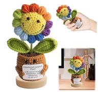 TECHEEL Pocket Hug Positive Girasole Fiori Positivi Divertente Supporto Emotivo Girasole Creativo Lana Maglia Girasole Colorato con Carta di Incoraggiamento Portafortuna Mutmacher Regalo