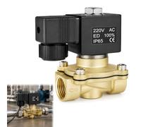 techextra Elettrovalvola elettromagnetica in ottone G3/4" 220 V AC, valvola elettromagnetica DN20, 0-10 bar, ottone ad azione diretta per acqua, aria, olio
