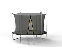 TechFit Trampolino Elastico 360 cm per Bambini e Adulti, 72 Molle, Rete Sicurezza 183 cm, 4 Gambe Doppie, Scaletta Inclusa, Tappeto Salta UV, Carico max 150 kg, 6 Pali Imbottiti