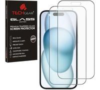 TECHGEAR [2 Pezzi] Vetro Antiriflesso iPhone 15 Pellicola - Opaca 3D Pellicola in Vetro Temperato Copertura Completa [Durezza 9H] [Senza Bolle] Compatibile con iPhone 15