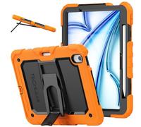 TECHGEAR ArmourSHIELD - Custodia integrale per Apple iPad Air 11" (M2) 2024, sesta generazione, robusta e robusta, con supporto pieghevole e pellicola protettiva, colore arancione