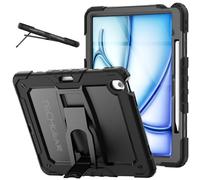 TECHGEAR ArmourSHIELD - Custodia per Apple iPad Air 13" M3/M2 (2025/2024), robusta custodia antiurto a corpo intero con supporto pieghevole e pellicola protettiva, per bambini, scuola, lavoro, nero