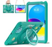 TECHGEAR BubblyToons - Custodia con dinosauro per iPad 11" A16 (11a generazione 2025) e 11" (10a generazione 2022), custodia antiurto adatta ai bambini, supporto a 360°, impugnatura ad anello, morbido