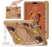 TECHGEAR BubblyToons - Custodia per bambini per Apple iPad Air 11" 2024 (M2), Air 11" 4a e 5a, iPad Pro 11" (2018-2022), custodia morbida e robusta con supporto e impugnatura ad anello, orsacchiotto