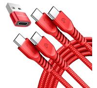 TECHGEAR Cavo caricabatterie da USB C a USB C 60 W (1 M+1 M+adattatore) Cavo intrecciato FORTE da tipo C a C Cavo dati a ricarica rapida compatibile con iPhone 15, iPad Pro 2022, iPad 10th 2022, MacBo