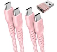 TECHGEAR Cavo caricabatterie da USB C a USB C 60 W (1 M+2 M+adattatore) Cavo C a C intrecciato FORTE Cavo dati di tipo C a ricarica rapida compatibile con iPhone 15, iPad Pro 2022, MacBook Pro, Samsun