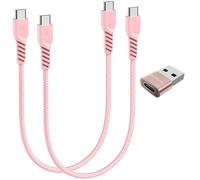 TECHGEAR Cavo caricabatterie da USB C a USB C 60 W (30 CM+30 CM+adattatore) Cavo intrecciato FORTE da tipo C a C Cavo dati a ricarica rapida compatibile con iPhone 15, iPad Pro 2022, MacBook Pro, Sams