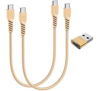 TECHGEAR Cavo caricabatterie da USB C a USB C 60 W (30 CM+30 CM+adattatore) Cavo intrecciato FORTE da tipo C a C Cavo dati a ricarica rapida compatibile con iPhone 15, iPad Pro 2022, MacBook Pro, Sams