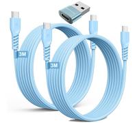 TECHGEAR Cavo caricabatterie lungo da USB C a USB C 60 W (3 M+3 M+adattatore) Cavo intrecciato FORTE da tipo C a C Cavo dati per ricarica rapida compatibile con iPhone 15, iPad Pro 2022, iPad Air 4/5