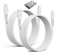 TECHGEAR Cavo caricabatterie lungo da USB C a USB C 60W (2M+2M+adattatore) Cavo intrecciato FORTE da tipo C a C Cavo dati per ricarica rapida compatibile con iPhone 15, iPad Pro 2022, MacBook Pro, Sa