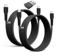 TECHGEAR Cavo caricabatterie lungo da USB C a USB C 60W (2M+2M+adattatore) Cavo intrecciato FORTE da tipo C a C Cavo dati per ricarica rapida compatibile con iPhone 15, iPad Pro 2022, MacBook Pro, Sam