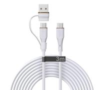 TECHGEAR Cavo di ricarica 2 in 1 da USB A/C a USB C, in morbido silicone, ricarica rapida, 5 A, antigroviglio, compatibile con MacBook Pro/Air, iPad Air/Pro 2024, iPhone 16, Galaxy S25 Ultra, PS5