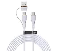 TECHGEAR Cavo di ricarica 2 in 1 da USB A/C a USB C, in morbido silicone, ricarica rapida, 5 A, antigroviglio, compatibile con MacBook Pro/Air, iPad Air/Pro 2024, iPhone 16, Galaxy S25 Ultra, PS5