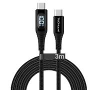 TECHGEAR Cavo di ricarica da USB C a USB C, 100 W, ricarica rapida, 5 A, cavo di tipo C, display a LED, compatibile con MacBook Pro/Air, iPad Pro 2024/Air, iPhone 16 Pro Max, Galaxy S25 S24, Pixel 9 8