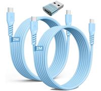 TECHGEAR Cavo di ricarica lungo da USB C a USB C, 60 W (2 m + 2 m + adattatore), cavo intrecciato da tipo C a C, cavo dati di ricarica rapida compatibile con i