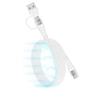 TECHGEAR Cavo di ricarica magnetico 2 in 1 da 100 W USB A/C a USB C, ricarica rapida, cavo a spirale da 5 A, compatibile con MacBook Pro/Air, iPad Air/Pro 2024, iPhone 16, Galaxy S25 Ultra, Pixel 9