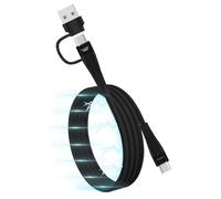 TECHGEAR Cavo di ricarica magnetico 2 in 1 da 100 W USB A/C a USB C, ricarica rapida, cavo a spirale da 5 A, compatibile con MacBook Pro/Air, iPad Air/Pro 2024, iPhone 16, Galaxy S25 Ultra, Pixel 9