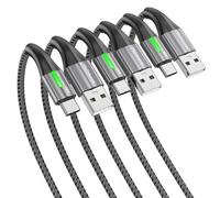 TECHGEAR Cavo di ricarica USB C da 60 W, confezione da 3 pezzi da 0,3 + 1 + 2 m, cavo da USB A a USB C 3 A, ricarica rapida, cavo intrecciato tipo C per iPad 2024, iPhone 16/15 Pro, S25 S24 Ultra
